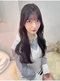イメチェンワイドバングレイヤーカットシアーグレージュ美髪2