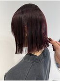 花田/切っぱなしボブブリーチダブルカラーワインレッド下北沢