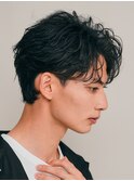 ニュアンスパーマセンターパートフェザーパーマ毛流れ微分け原宿