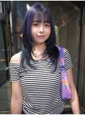 寒色purple×hush cut