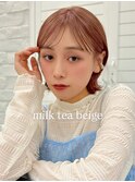 熊本　前髪アレンジ　ミルクティーベージュ　ボブ　Arisa.