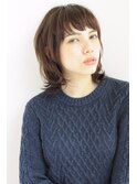 シースルーショートバングのナチュラルマッシュウルフ