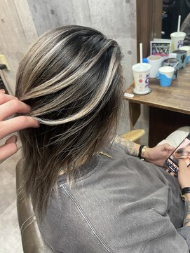 ラフ(LAFF) #バレイヤージュ#グレージュカラー#ボブウルフ#ココアベージュ