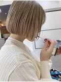【ブリーチ＋ワンカラー】 ボブ/外国人風カラーホワイトベージュ