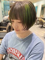 ヘアーメイクオズ(hair make O/S)&nbsp;《kaito》ミルクティーカラー デザインカラー 顔周りレイヤー