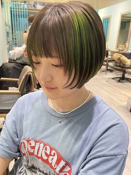 ヘアーメイクオズ(hair make O/S) 《kaito》ミルクティーカラー デザインカラー 顔周りレイヤー