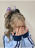 コーンロウ盛り髪