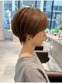 小顔ショートボブカラー大人ショートボブひし形ショートカット