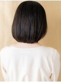 シースルーバング黒髪艶感ストレート丸みボブ308W上尾30代40代