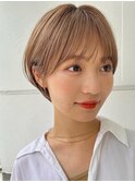 アプリコットオレンジくびれヘアハイライトカラー名古屋ショート