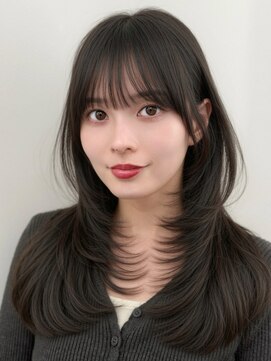 アマトウキョウ アユンチェ(AMA TOKYO×AYUNCHE) 顔周り　前髪　 レイヤーカット　韓国ヘア　透明感カラー