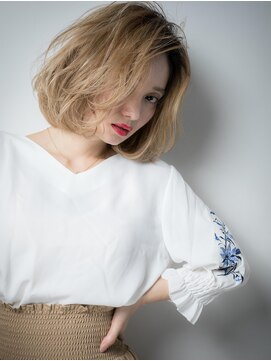 カバーヘア ブリス 大宮西口(COVER HAIR bliss) くせ毛風フォギーベージュアシンメトリーボブs大宮10代20代30代