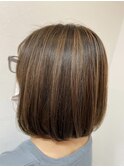 ワンレンボブ×ハイライト　@1101_hairstyle●011●