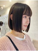 ナチュラルボブミニボブ前下がりボブ黒髪ショートボブ20代30代