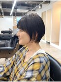 黒髪/グレーベージュ/レイヤーロング/前髪パーマ[西船橋/津田沼]