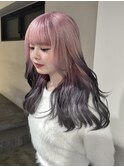 ホワイトピンクとグレーのルーツカラー/グラデーション
