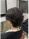 センターパート　ウルフ　波巻パーマ