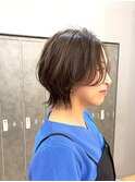 ショートレイヤー/白髪ぼかしカラー/ショコラブラウン