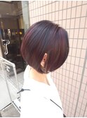 大人可愛い丸みボブ◎レッドブラウン/艶髪/ボブ
