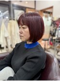 大人艶ボルドーボブ×骨格補正カット