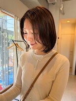 マイン(mine)&nbsp;ボブパーマ　韓国ボブ　前髪無しボブ　オリーブベージュ　透明感