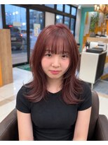 アース 長崎大村店(HAIR&MAKE EARTH)&nbsp;ミディアムレイヤーカシスレッド