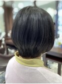 大人可愛い20代30代40代黒髪前下がりボブ小顔丸みショート &nbsp;&nbsp;&nbsp;&nbsp;