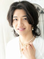 メンズヘア ビーセカンド 草加店(MENS HAIR B-2)&nbsp;かき上げバングのゆる巻きロング脱力系レイヤーミディB草加