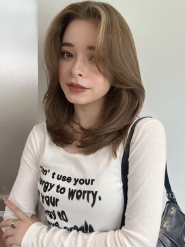 サイン 表参道(SIGN) ミディアムヘアグレージュカラーデザインカラーシルキーベージュ