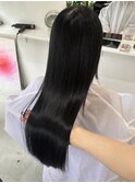 黒髪/グレージュカラー/前髪/髪質改善/縮毛矯正/長野市