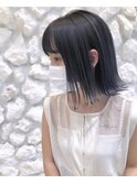 Moana【新越谷】#外ハネボブ#バレイヤージュ#ネイビーカラー