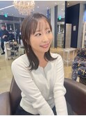 グレージュカラー！長め外はねボブ