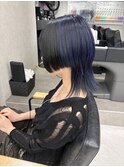 ネイビーブルー×ブラック/ウルフヘア　美由紀#八王子