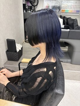 ゼスト 八王子店(ZEST) ネイビーブルー×ブラック/ウルフヘア 美由紀#八王子