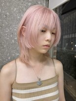 サンク 原宿 表参道(cinq)&nbsp;ミディアムレイヤーストレートロングウルフミルクティーベージュ