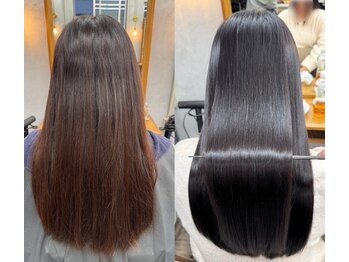 アンファング(Anfang)の写真/【お客様の髪を大切にするAnfang】髪のお悩み解消◎経験豊富な女性スタイリストの技術で美髪ストレートに♪