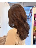 ミディアムレイヤーミルクティーブラウン大人可愛い本厚木