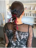 ヘアセット ローポニー アップスタイル パーティーヘア 結婚式