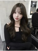 韓国レイヤー/透明感オリーブグレー/くびれ巻き