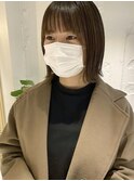 【三ツ井純】切りっぱなしボブ外はねボブベージュカラー