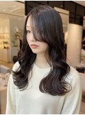 韓国ロング顔まわり前髪カットレイヤー巻き髪トリートメント