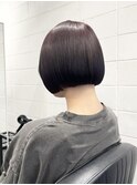 ボブ/ぱっつん前髪/ウェットヘア/ダークアッシュ