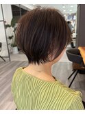 小顔カットショートボブ大人可愛いアッシュオリーブ