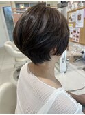 大人ショートボブ/ニュアンスカラー/40代50代