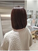 20代30代透明感暗髪ピンクラベンダー丸みボブ