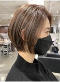 表参道白髪ぼかしハイライトカラー白髪染めレイヤーカット40代