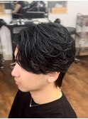 メンズフェザーパーマ　毛流れセンターパーマ