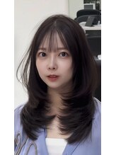 シェノン 近鉄奈良店(CHAINON)&nbsp;韓国風くびれレイヤー×透け前髪｜奈良レイヤーカット