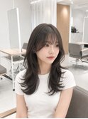 ミディアムヘア暗めカラーデザインカラーフェイスフレーミング7