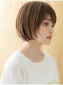 アプリコットオレンジ大人バイライト丸みボブ314X北浦和10代20代
